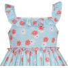 Sunny Fashion Girls Dress Cotton Flower Square Collar A Line Ruffle Flare(Blue Flower)