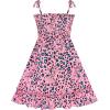 Sunny Fashion Girls Dress Cotton Flower Square Collar A Line Ruffle Flare(Pink 2)