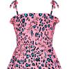 Sunny Fashion Girls Dress Cotton Flower Square Collar A Line Ruffle Flare(Pink 2)