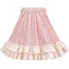 Sunny Fashion Girls Dress Cotton Flower Square Collar A Line Ruffle Flare(Pink Beige Flower)