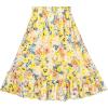 Sunny Fashion Girls Dress Cotton Flower Square Collar A Line Ruffle Flare(Yellow Blue Flower)