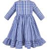 Sunny Fashion Girls Dress Denim Short Sleeve School Uniform Size 5-12(Blue Plaid)