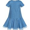 Sunny Fashion Girls Dress Denim Short Sleeve School Uniform Size 5-12(Denim Blue)