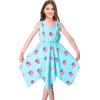 Sunny Fashion Girls Dress Flower Print Hanky Hem Princess Size 7-14(American Flag Blue)