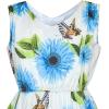 Sunny Fashion Girls Dress Flower Print Hanky Hem Princess Size 7-14(Blue)