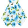 Sunny Fashion Girls Dress Flower Print Hanky Hem Princess Size 7-14(Blue)