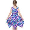 Sunny Fashion Girls Dress Flower Print Hanky Hem Princess Size 7-14(Blue Easter Eggs)