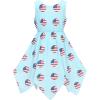 Sunny Fashion Girls Dress Flower Print Hanky Hem Princess Size 7-14(Blue Flag)