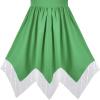 Sunny Fashion Girls Dress Flower Print Hanky Hem Princess Size 7-14(Green)