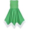 Sunny Fashion Girls Dress Flower Print Hanky Hem Princess Size 7-14(Green)