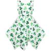 Sunny Fashion Girls Dress Flower Print Hanky Hem Princess Size 7-14(Green Leaf)