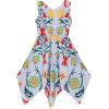 Sunny Fashion Girls Dress Flower Print Hanky Hem Princess Size 7-14(Light Blue)