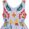 Sunny Fashion Girls Dress Flower Print Hanky Hem Princess Size 7-14(Light Blue)