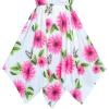 Sunny Fashion Girls Dress Flower Print Hanky Hem Princess Size 7-14(Pink)
