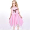 Sunny Fashion Girls Dress Flower Print Hanky Hem Princess Size 7-14(Pink Butterfly)