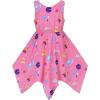 Sunny Fashion Girls Dress Flower Print Hanky Hem Princess Size 7-14(Pink Cosmos)
