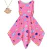 Sunny Fashion Girls Dress Flower Print Hanky Hem Princess Size 7-14(Pink Cosmos)