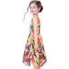 Sunny Fashion Girls Dress Flower Print Hanky Hem Princess Size 7-14(Tropical Leaf)