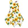 Sunny Fashion Girls Dress Flower Print Hanky Hem Princess Size 7-14(Yellow)