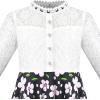 Sunny Fashion Girls Dress Green Floral Lace St Patrick Clover Party Long Sleeve(Black Flower)