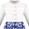 Sunny Fashion Girls Dress Green Floral Lace St Patrick Clover Party Long Sleeve(Blue Flower)