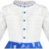 Sunny Fashion Girls Dress Green Floral Lace St Patrick Clover Party Long Sleeve(Blue Heart)