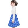 Sunny Fashion Girls Dress Green Floral Lace St Patrick Clover Party Long Sleeve(Blue Heart)