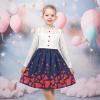 Sunny Fashion Girls Dress Green Floral Lace St Patrick Clover Party Long Sleeve(Blue Red Heart)