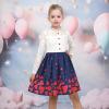Sunny Fashion Girls Dress Green Floral Lace St Patrick Clover Party Long Sleeve(Blue Red Heart)