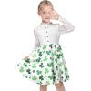 Sunny Fashion Girls Dress Green Floral Lace St Patrick Clover Party Long Sleeve(Green Leaf)