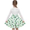 Sunny Fashion Girls Dress Green Floral Lace St Patrick Clover Party Long Sleeve(Green Leaf)