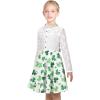Sunny Fashion Girls Dress Green Floral Lace St Patrick Clover Party Long Sleeve(Green Leaf)