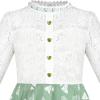 Sunny Fashion Girls Dress Green Floral Lace St Patrick Clover Party Long Sleeve(Pale Green)