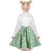 Sunny Fashion Girls Dress Green Floral Lace St Patrick Clover Party Long Sleeve(Pale Green)