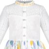 Sunny Fashion Girls Dress Green Floral Lace St Patrick Clover Party Long Sleeve(White)