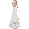 Sunny Fashion Girls Dress Green Floral Lace St Patrick Clover Party Long Sleeve(White)