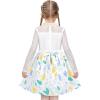 Sunny Fashion Girls Dress Green Floral Lace St Patrick Clover Party Long Sleeve(White)