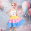 Sunny Fashion Girls Dress Ice Cream Rainbow Striped Suspender Sleeveless(Blue Lollipop)