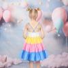 Sunny Fashion Girls Dress Ice Cream Rainbow Striped Suspender Sleeveless(Blue Lollipop)