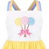 Sunny Fashion Girls Dress Ice Cream Rainbow Striped Suspender Sleeveless(Blue Lollipop)