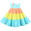 Sunny Fashion Girls Dress Ice Cream Rainbow Striped Suspender Sleeveless(Blue Rainbow)