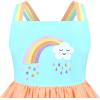 Sunny Fashion Girls Dress Ice Cream Rainbow Striped Suspender Sleeveless(Blue Rainbow)