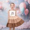 Sunny Fashion Girls Dress Ice Cream Rainbow Striped Suspender Sleeveless(Brown Owl)