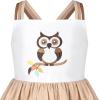 Sunny Fashion Girls Dress Ice Cream Rainbow Striped Suspender Sleeveless(Brown Owl)