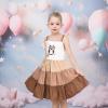 Sunny Fashion Girls Dress Ice Cream Rainbow Striped Suspender Sleeveless(Brown Owl)