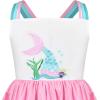 Sunny Fashion Girls Dress Ice Cream Rainbow Striped Suspender Sleeveless(Green Mermaid)