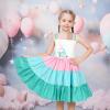 Sunny Fashion Girls Dress Ice Cream Rainbow Striped Suspender Sleeveless(Green Mermaid)