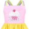 Sunny Fashion Girls Dress Ice Cream Rainbow Striped Suspender Sleeveless(Pink)