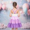 Sunny Fashion Girls Dress Ice Cream Rainbow Striped Suspender Sleeveless(Purple)