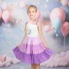 Sunny Fashion Girls Dress Ice Cream Rainbow Striped Suspender Sleeveless(Purple)